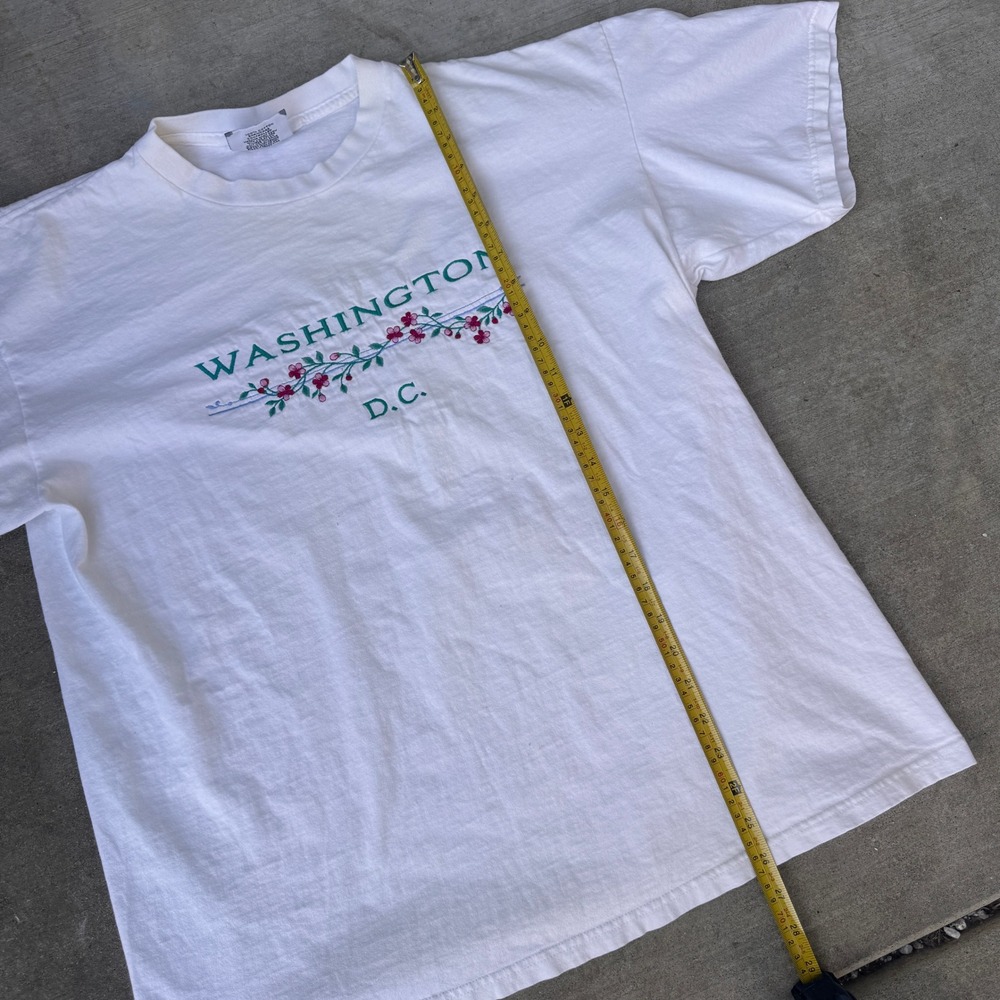 Vintage Lee Washington DC Cherry Blossom T-Shirt White XL Made in USA Cotton - Picture 5 of 6
